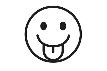 Fototapeta premium Smiley face with tongue sticking out, dark grey.