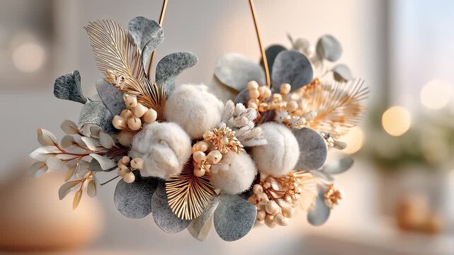 Warm Winter Cotton Berry Wreath Home Decor