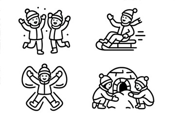 Fototapeta premium Winter Activities Icons