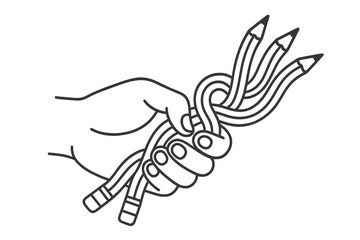 Obraz premium Hand Holding Tangled Pencils