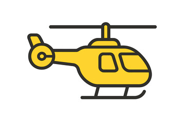 Yellow cartoon helicopter icon with shadow