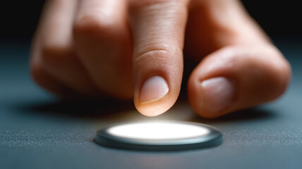 Human Finger Pressing Button for User Input and Action Confirmation