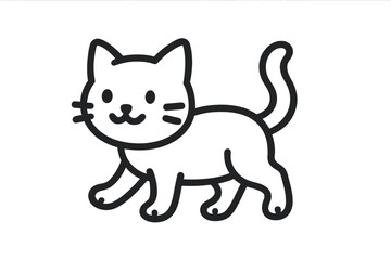 Obraz premium Cute Black Line Cat on Gray Gradient Background