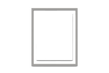 Blank white picture frame on a gray wall