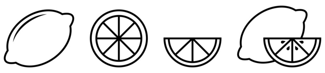Lemon line icons set