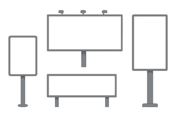 Fototapeta premium Collection of four blank digital billboards and signboards