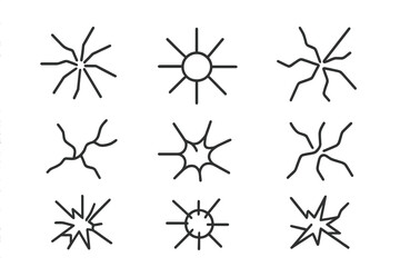 Nine abstract crack or starburst patterns