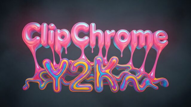 Glitchy Clip Chrome Y2K Text Effect.