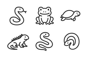 Obraz premium Set of six reptile and amphibian icons