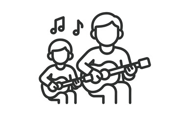 Father and son playing guitars