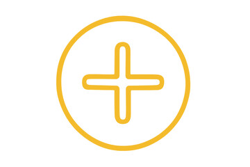 Obraz premium Glowing yellow plus sign inside a circle on a gradient background