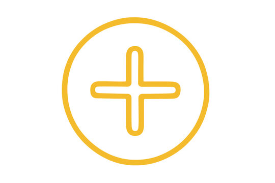 Glowing yellow plus sign inside a circle on a gradient background