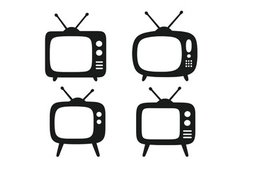 Four vintage television icons arranged in a grid