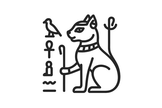 Ancient Egyptian Cat Goddess Bastet Hieroglyphs