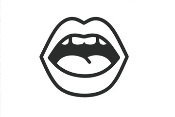 Obraz premium Stylized Lips with Open Mouth and Teeth Icon