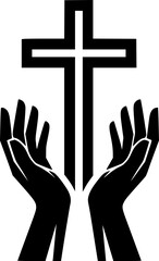 Cross and Open Hands Depict open hands reaching toward the cross
