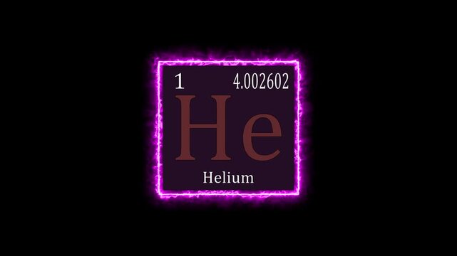 Helium - periodic table element symbol hologram, chemical element Periodic Table, atomic weight element number ,glowing on black background in 4K... 4K video.