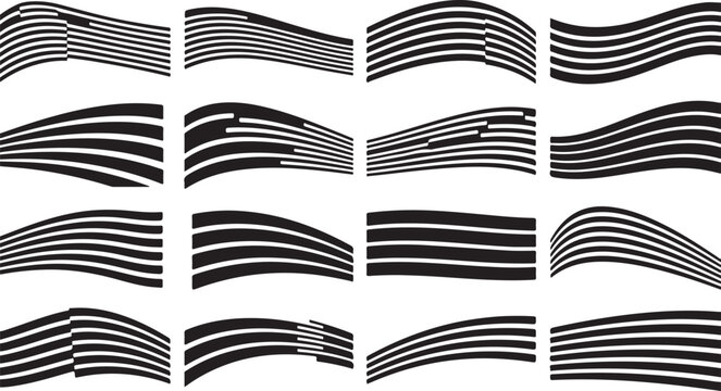 Set of waving abstract line design elements