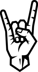 Hand gesture illustrating devil horns rock and roll symbol in vi
