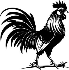 Proud Rooster Cockerel Silhouette Farm Bird Vector Graphic © Rezowan 