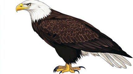 Fototapeta premium American bald eagle illustration with white background for various applications