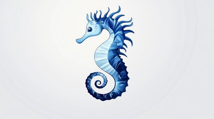 Fototapeta premium Artistic depiction of a vibrant blue seahorse against a clean white background