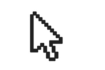 Pixelated computer mouse cursor on a gray gradient background