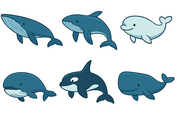 Cute Cartoon Whales © Alan