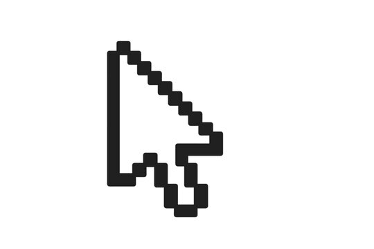 Pixelated computer mouse cursor on a gray gradient background