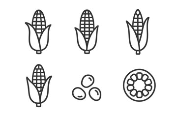 Set of stylized icons representing agricultural products on a dark gradient background