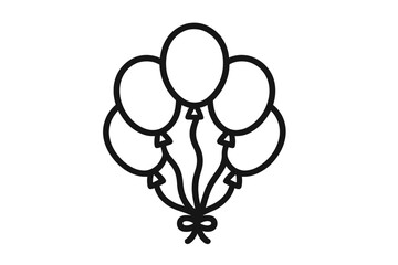 Bunch of Balloons Icon with Ribbon