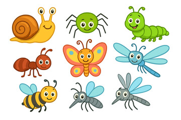 Obraz premium Cute Cartoon Insects Collection