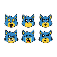 Fototapeta premium Cute and smile dog heads doodle vector set. Vector flat animal emoji. Design illustration for sticker