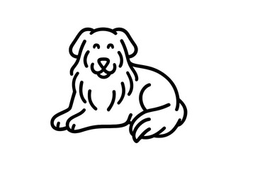 Fototapeta premium Line art of a fluffy dog laying down