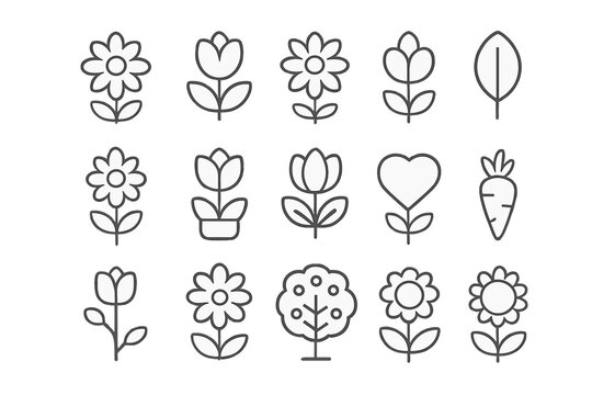 Collection of white outline icons on a dark background
