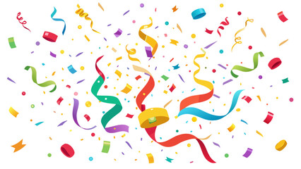 Celebratory confetti and streamers