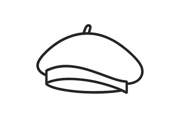 Obraz premium Minimalist beret icon on gray background