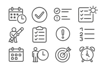 Set of thin line icons for business and planning