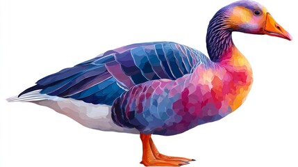 Colorful illustration of a goose isolated on white background
