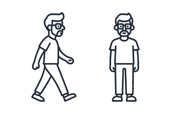 Man walking and standing icon outline