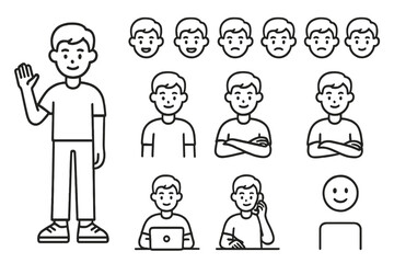 Set of Male Person Icon Variations