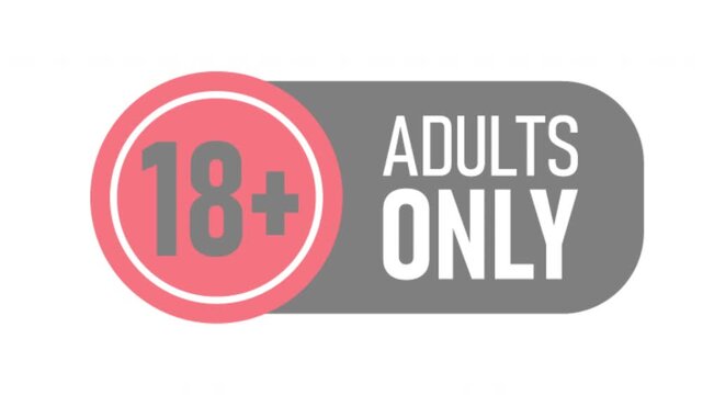Animation of 18 plus adult only icon warning sign loop on white background Video 4k