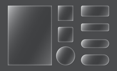 Liquid glass effect smartphone abstract interface isolated. White UI light frame square and circle banner with light glow stroke. Control center widget for smartphone and web app, vector illustration