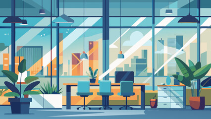 Modern office space with city view