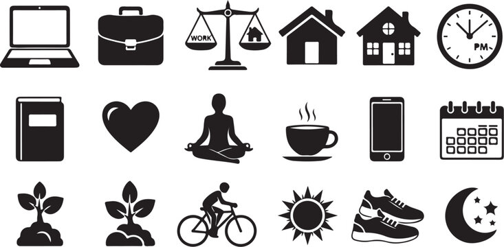 Work life balance icons set
