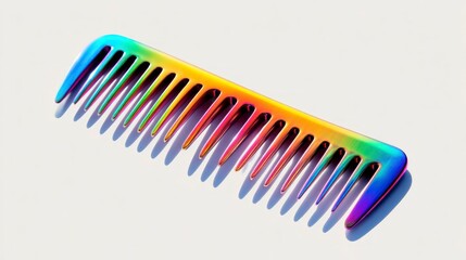 Colorful comb isolated on white background with vibrant rainbow spectrum