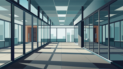 Modern office space with glass partitions