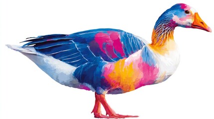 Colorful goose illustration isolated on white background for design projects