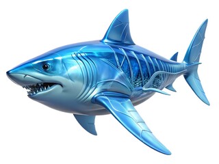 Obraz premium A blue shark swimming in the ocean with an open mouth