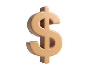 3D-rendered, beige dollar sign on a black background, shadowed